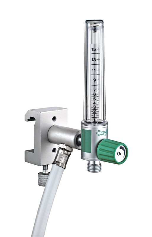 Oxygen flowmeter ball type-single-rail mounted