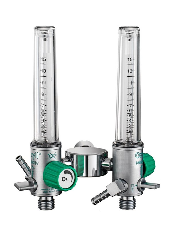 Oxygen flowmeter ball type with selector-double