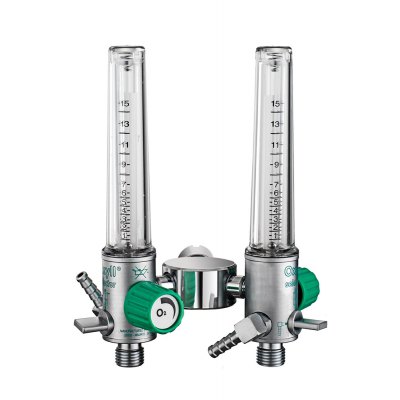 Oxygen flowmeter ball type with selector-double